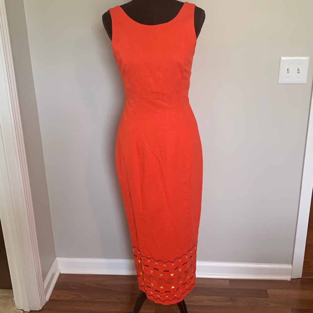 DL DĒBORAH LAWS Orange Sleeveless Dress